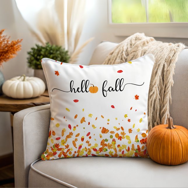 Autumn Hello Fall Throw Pillow (Creator Uploaded)