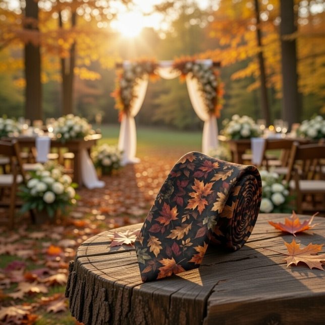 Autumn Heritage Leaves Luxury Fall Neck Tie (Creator Uploaded)