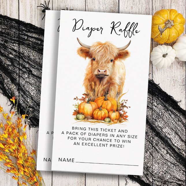 Autumn Highland Cow Cute Baby Shower Diaper Raffle Enclosure Card (Creator Uploaded)