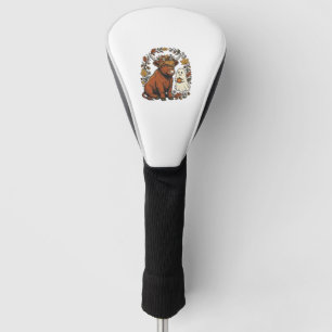 Autumn Highland Cow Ghost Vintage Engraving Shirt Golf Head Cover