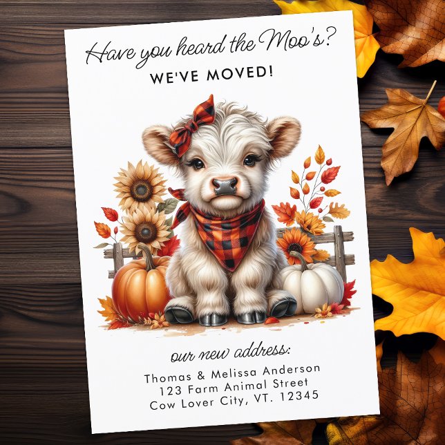 Autumn Highland Cow New Address We've Moved Moving Announcement (Creator Uploaded)