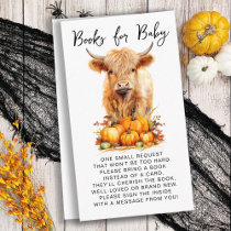 Autumn Highland Cow Pumpkins Books For Baby Shower Enclosure Card