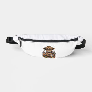 Autumn Highland Cow Vintage Fall Farmhouse Art Fanny Pack