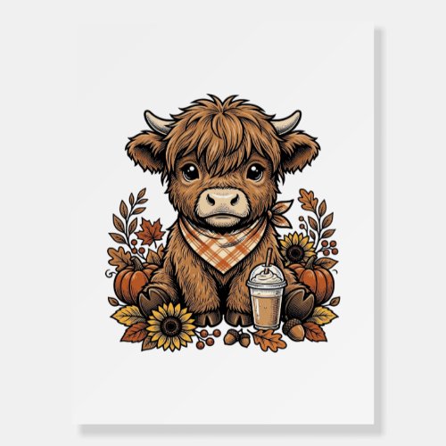 Autumn Highland Cow Vintage Fall Farmhouse Art Foam Board