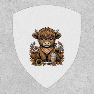 Autumn Highland Cow Vintage Fall Farmhouse Art Patch