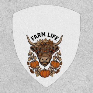 Autumn Highland Cow With Heart Glasses Patch