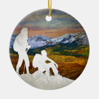 Autumn hike ceramic ornament