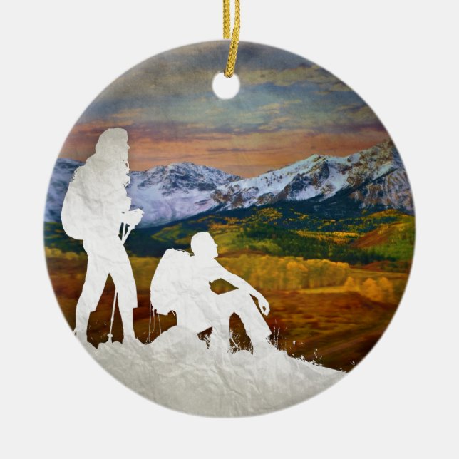 Autumn hike ceramic ornament (Front)