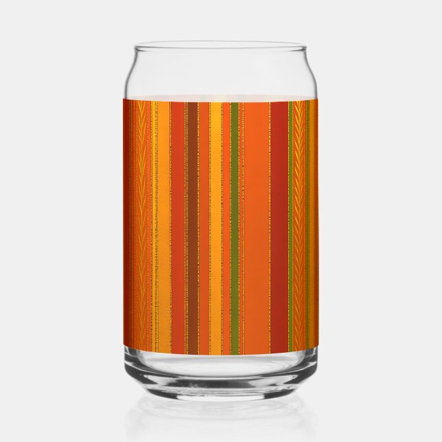 Autumn Holidays Stripes Bright Can Glass (Back)