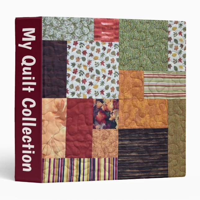 Autumn Homemade Quilt Pattern   3 Ring Binder (Front/Spine)