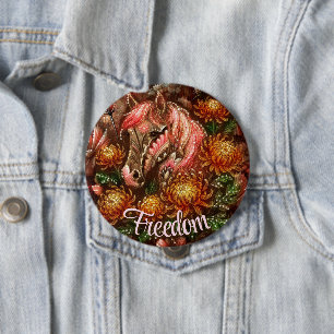 Autumn Horse Floral Chrysanthemums Personalized Button