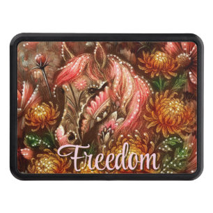 Autumn Horse Floral Chrysanthemums Personalized Hitch Cover