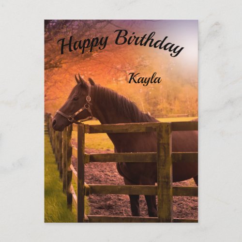 Autumn Horse Happy Birthday Personalized   Postcard