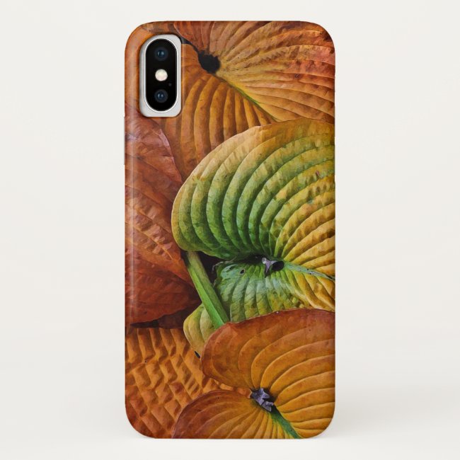 Autumn Hosta Leaves Abstract Pattern iPhone X Case