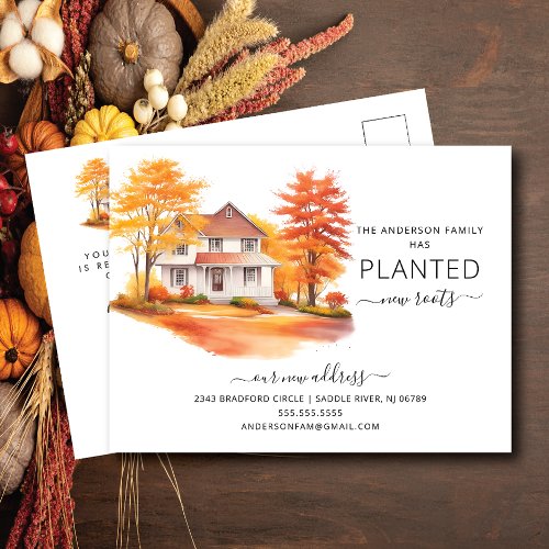 Autumn House Moving Announcement Postcard