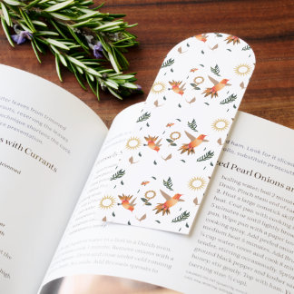 Autumn Hummingbird Floral Pattern Bookmark