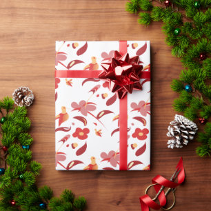 Autumn Hummingbird Floral Wrapping Paper