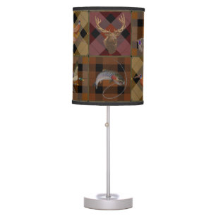 Autumn Hunt Club Plaid With Wildlife Game  Table Lamp