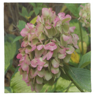 Autumn Hydrangea Bloom with Golden Hosta Leaves Cloth Napkin