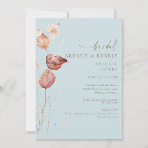 Autumn Icy Blue Bridal Brunch & Bubbly Invitation
