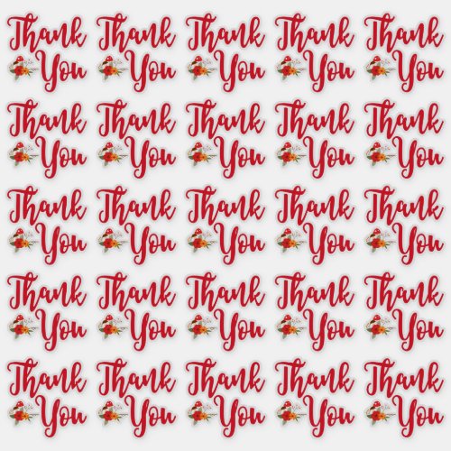 Autumn Illustration Thank You Typography in Red Sticker