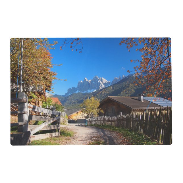 Autumn in a village in the Dolomites in Italy Placemat (Front)