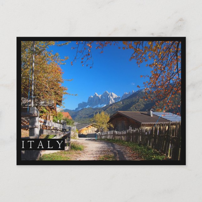 Autumn in a village in the Dolomites in Italy Postcard (Front)