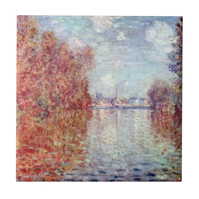 Autumn in Argenteuil by Claude Monet Ceramic Tile (Front)