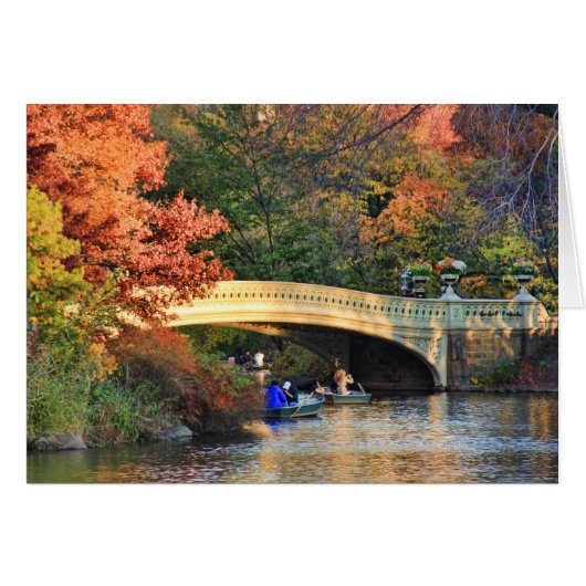 Autumn in Central Park: Boaters by Bow Bridge  #01 (Front Horizontal)