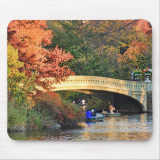 Autumn in Central Park: Boaters by Bow Bridge  #01 Mouse Pad