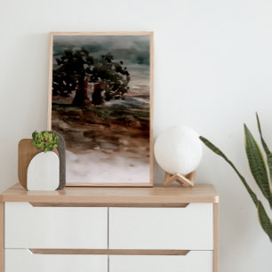 Autumn in Countryside Watercolor Landscape Canvas Print