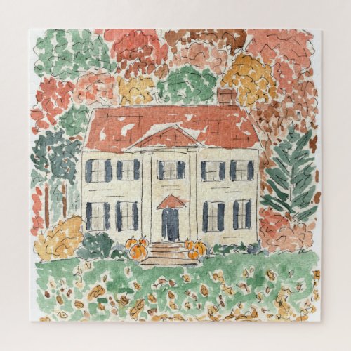 Autumn in New England Watercolor Jigsaw Puzzle