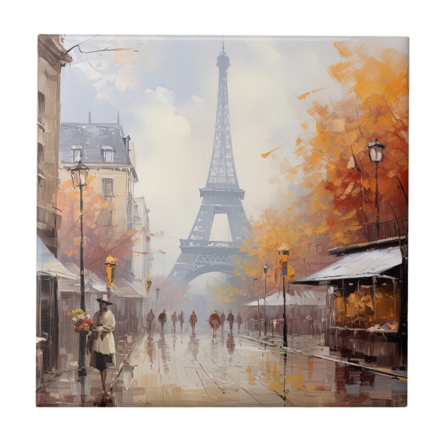 Autumn in Paris France Ceramic Tile (Front)
