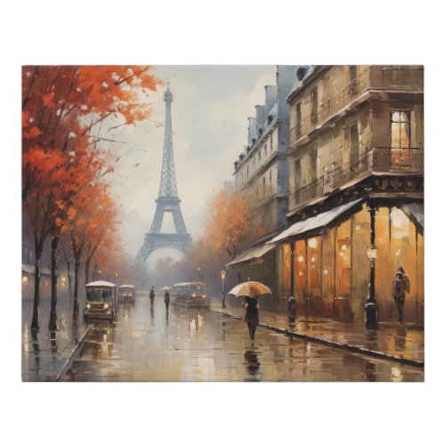 Autumn in Paris France Faux Canvas Print