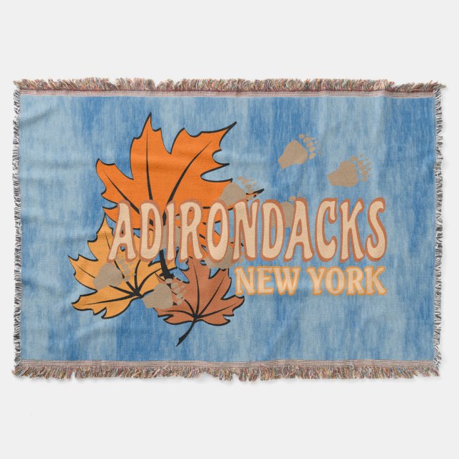 Autumn In The Adirondacks with Fall Leaves Bear Tr Throw Blanket (Front)