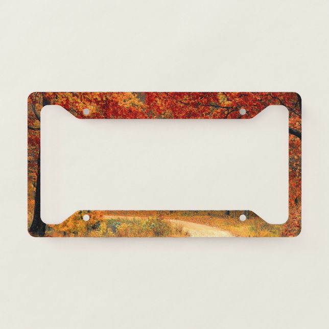 autumn in the forest license plate frame (Front)