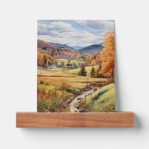 Autumn In Vermont Rolling Hills Watercolor Art Picture Ledge