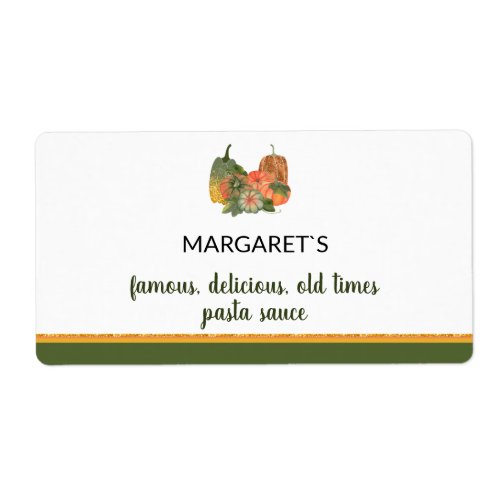 Autumn inspired cute custom text Sauce Label