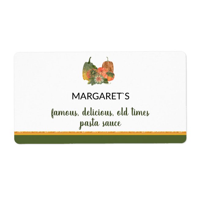 Autumn inspired cute custom text Sauce Label (Front)