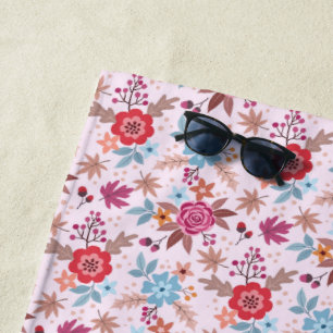 Autumn Inspired Roses Pattern Print Beach Towel