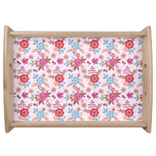 Autumn Inspired Roses Pattern Print Serving Tray