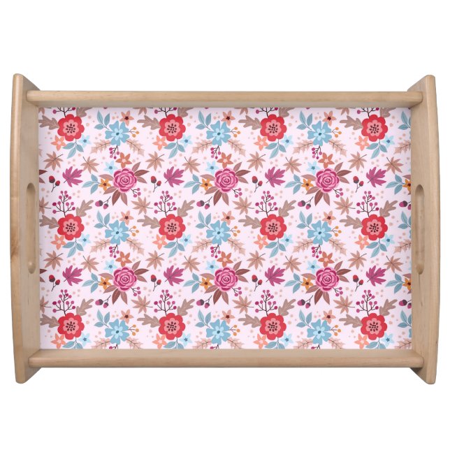 Autumn Inspired Roses Pattern Print Serving Tray (Front)