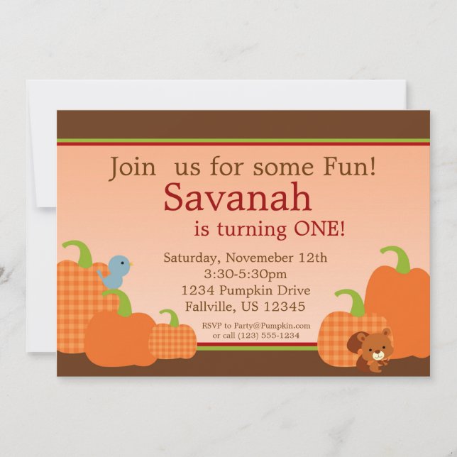 Autumn Invitation - Cute Pumpkin (Front)