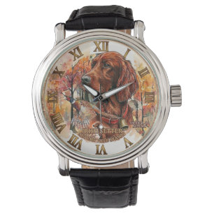 Autumn Irish Setter and Pheasant Hunting Art Watch
