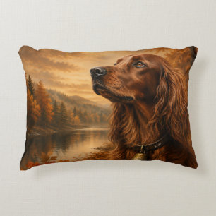 Autumn Irish Setter – Rustic Hunting Dog Art Accent Pillow