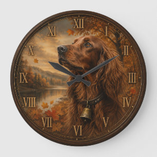 Autumn Irish Setter  – Rustic Hunting Dog Art Large Clock