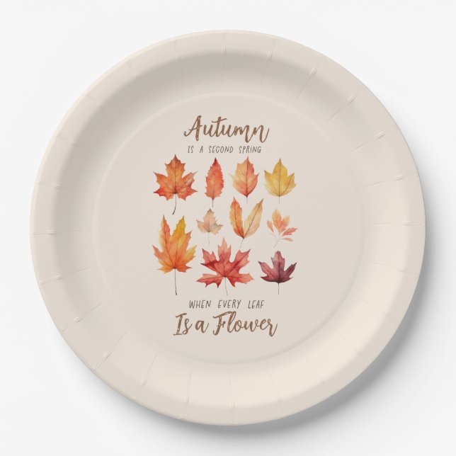 Autumn is a Second Spring – Fall Leaves Paper Plates (Front)