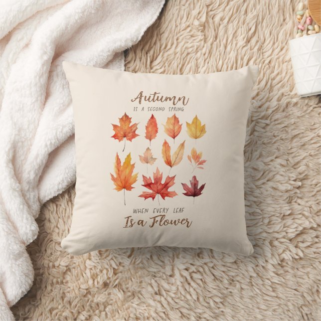 Autumn is a Second Spring – Fall Leaves Throw Pillow (Blanket)