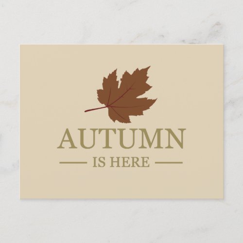 Autumn is here watercolor leaves fall october holiday postcard