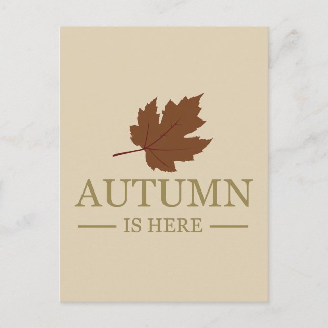 Autumn is here watercolor leaves fall october postcard (Front)